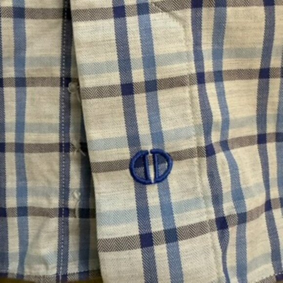 David Donahue Blue & White Plaid Long Sleeve Button-Up Shirt – Size Large - Picture 5 of 10